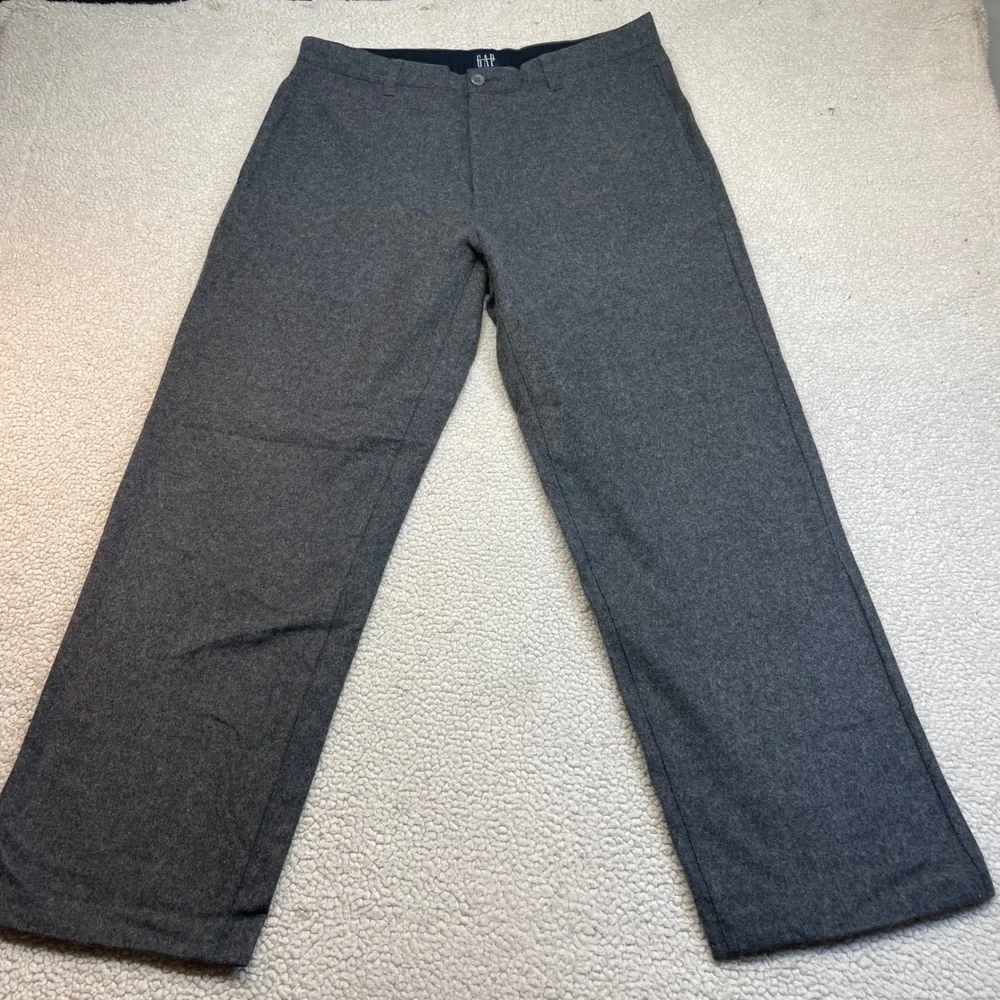 Gap Trousers Men 35x30 Grey Wool Blend Flat Front Straight Leg Business Casual